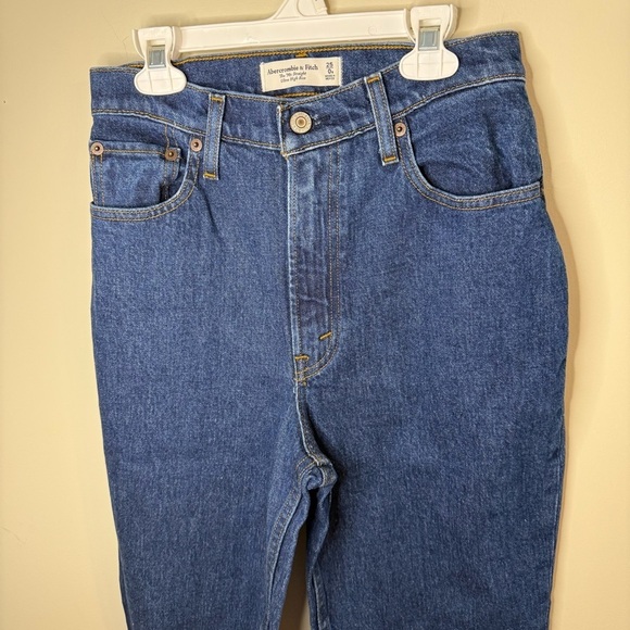 ABERCROMBIE ‘90s Straight Ultra High Rise Dark Wash Curve Love 0 Regular - Picture 2 of 8